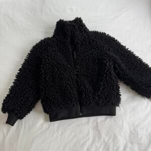 Apiece apart black fuzzy teedy bomer jacket